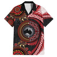 Tonga and Australia Together Family Matching Tank Maxi Dress and Hawaiian Shirt Ngatu Art Tribal Aboriginal Tattoo Pattern LT03 Dad's Shirt - Short Sleeve Black - Polynesian Pride