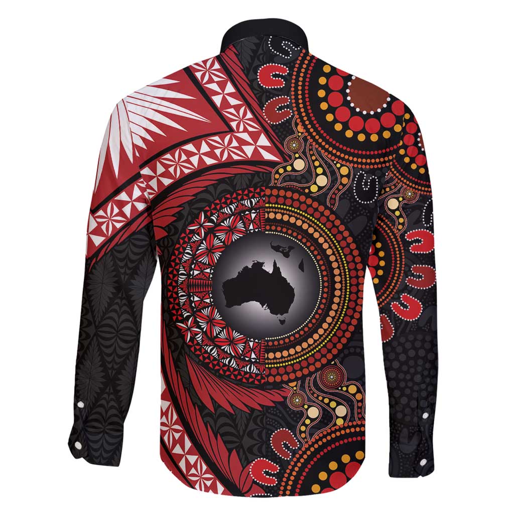 Tonga and Australia Together Family Matching Tank Maxi Dress and Hawaiian Shirt Ngatu Art Tribal Aboriginal Tattoo Pattern LT03 - Polynesian Pride