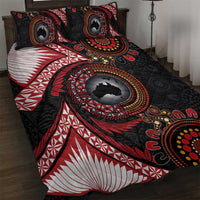 Tonga and Australia Together Quilt Bed Set Ngatu Art Tribal Aboriginal Tattoo Pattern LT03 Black - Polynesian Pride
