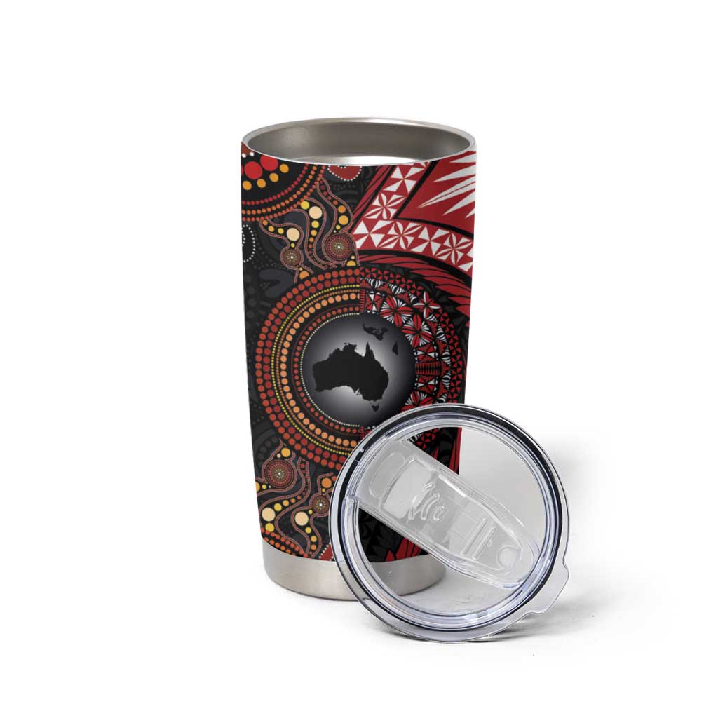 Tonga and Australia Together Tumbler Cup Ngatu Art Tribal-Aboriginal Tattoo Pattern
