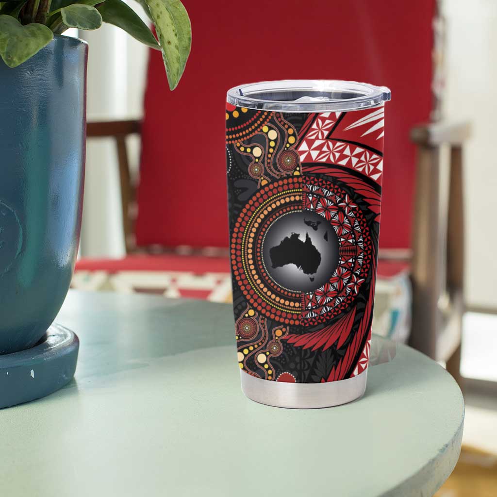 Tonga and Australia Together Tumbler Cup Ngatu Art Tribal-Aboriginal Tattoo Pattern