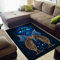 New Zealand Maori Matariki Area Rug Hongi Kiwi Bird and Silver Fern LT03 - Polynesian Pride