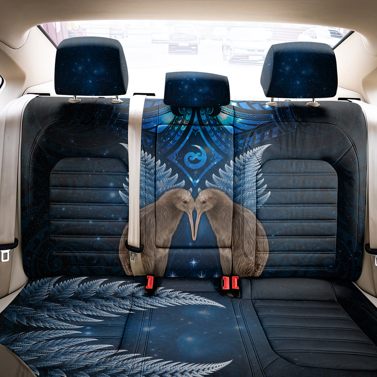 New Zealand Maori Matariki Back Car Seat Cover Hongi Kiwi Bird and Silver Fern LT03 - Polynesian Pride