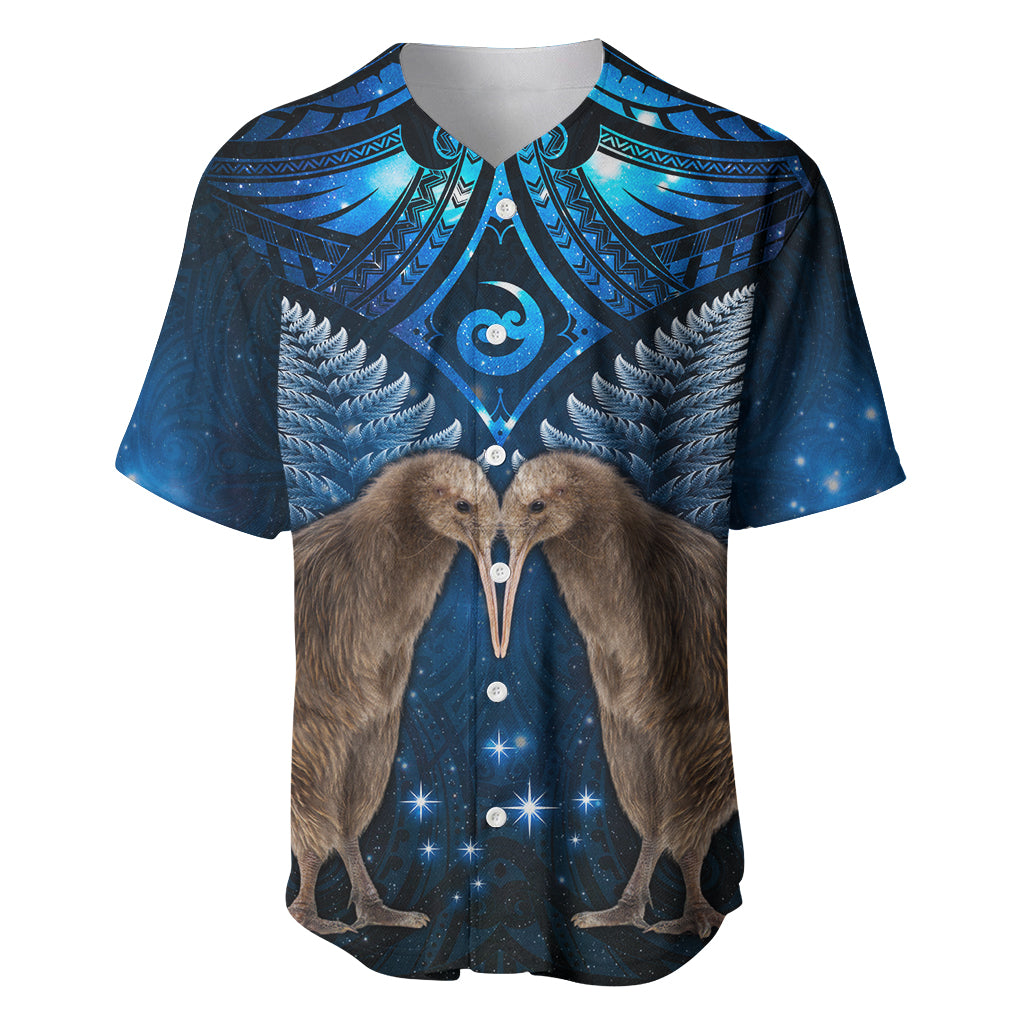 New Zealand Maori Matariki Baseball Jersey Hongi Kiwi Bird and Silver Fern LT03 Blue - Polynesian Pride