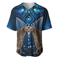 New Zealand Maori Matariki Baseball Jersey Hongi Kiwi Bird and Silver Fern LT03 Blue - Polynesian Pride