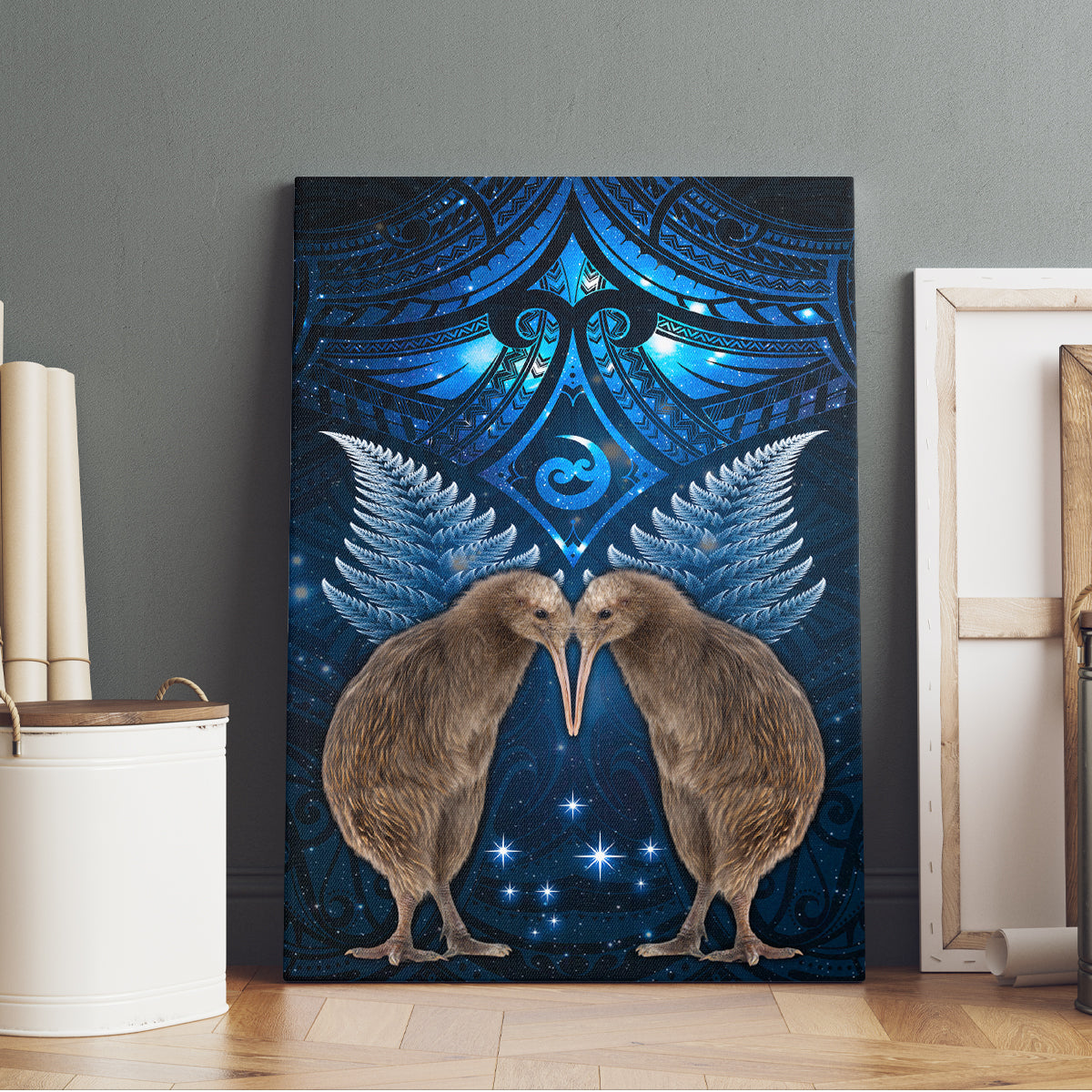 New Zealand Maori Matariki Canvas Wall Art Hongi Kiwi Bird and Silver Fern LT03 - Polynesian Pride