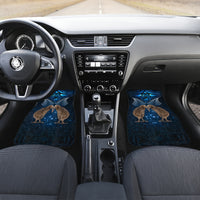 New Zealand Maori Matariki Car Mats Hongi Kiwi Bird and Silver Fern LT03 Set 2pcs - Front Blue - Polynesian Pride