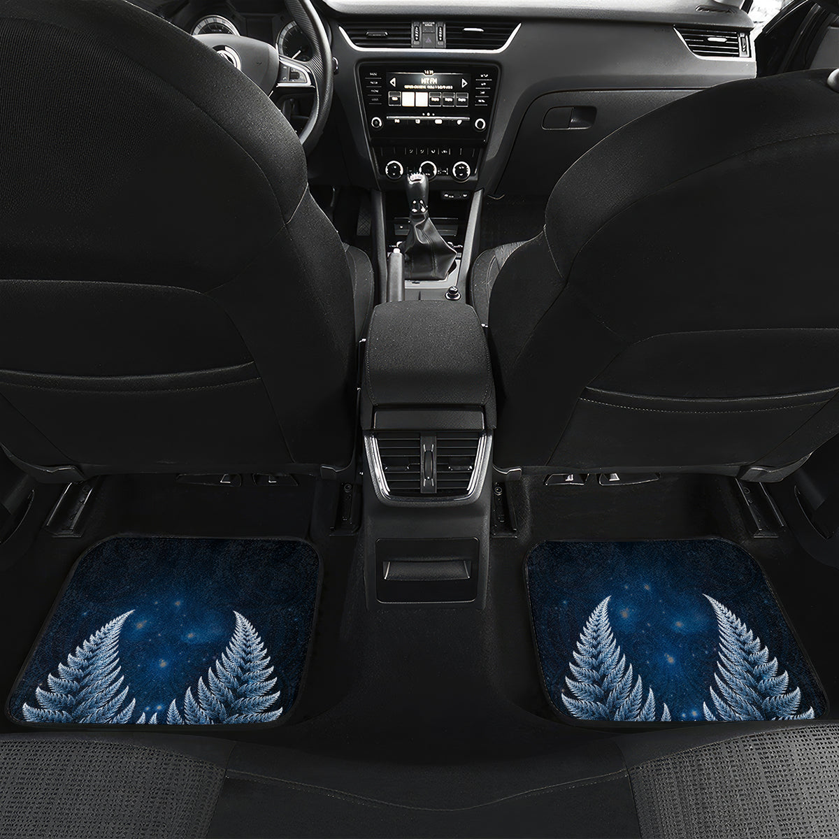 New Zealand Maori Matariki Car Mats Hongi Kiwi Bird and Silver Fern LT03 Set 2pcs - Back Blue - Polynesian Pride