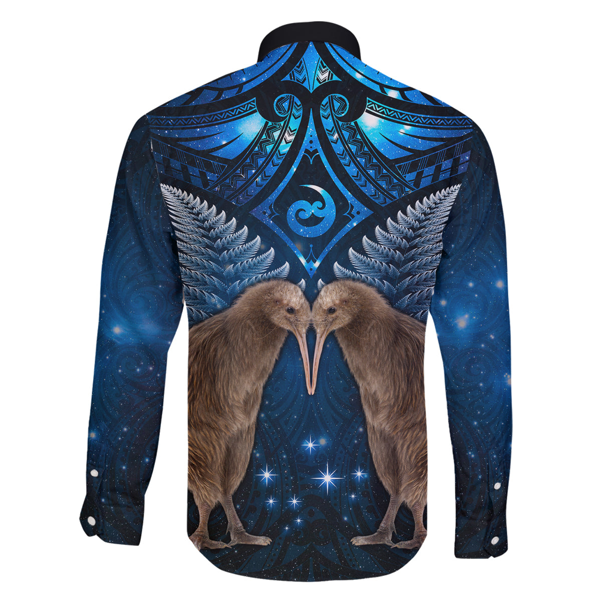 New Zealand Maori Matariki Family Matching Long Sleeve Bodycon Dress and Hawaiian Shirt Hongi Kiwi Bird and Silver Fern LT03 - Polynesian Pride