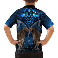 New Zealand Maori Matariki Family Matching Off Shoulder Maxi Dress and Hawaiian Shirt Hongi Kiwi Bird and Silver Fern LT03 - Polynesian Pride