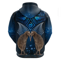 New Zealand Maori Matariki Hoodie Hongi Kiwi Bird and Silver Fern LT03 - Polynesian Pride