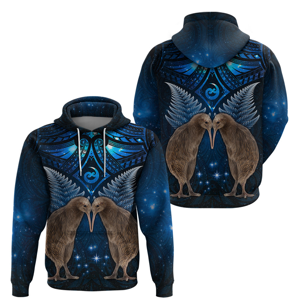 New Zealand Maori Matariki Hoodie Hongi Kiwi Bird and Silver Fern LT03 - Polynesian Pride