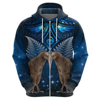 New Zealand Maori Matariki Hoodie Hongi Kiwi Bird and Silver Fern LT03 - Polynesian Pride