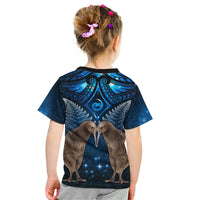 New Zealand Maori Matariki Kid T Shirt Hongi Kiwi Bird and Silver Fern LT03 - Polynesian Pride