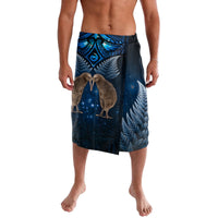 New Zealand Maori Matariki Lavalava Hongi Kiwi Bird and Silver Fern LT03 Blue - Polynesian Pride