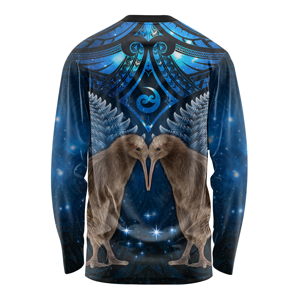 New Zealand Maori Matariki Long Sleeve Shirt Hongi Kiwi Bird and Silver Fern LT03 - Polynesian Pride