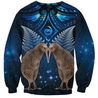 New Zealand Maori Matariki Sweatshirt Hongi Kiwi Bird and Silver Fern LT03 Unisex Blue - Polynesian Pride