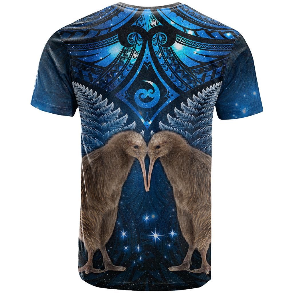 New Zealand Maori Matariki T Shirt Hongi Kiwi Bird and Silver Fern LT03 - Polynesian Pride