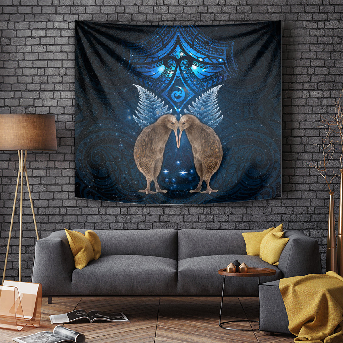 New Zealand Maori Matariki Tapestry Hongi Kiwi Bird and Silver Fern LT03 - Polynesian Pride