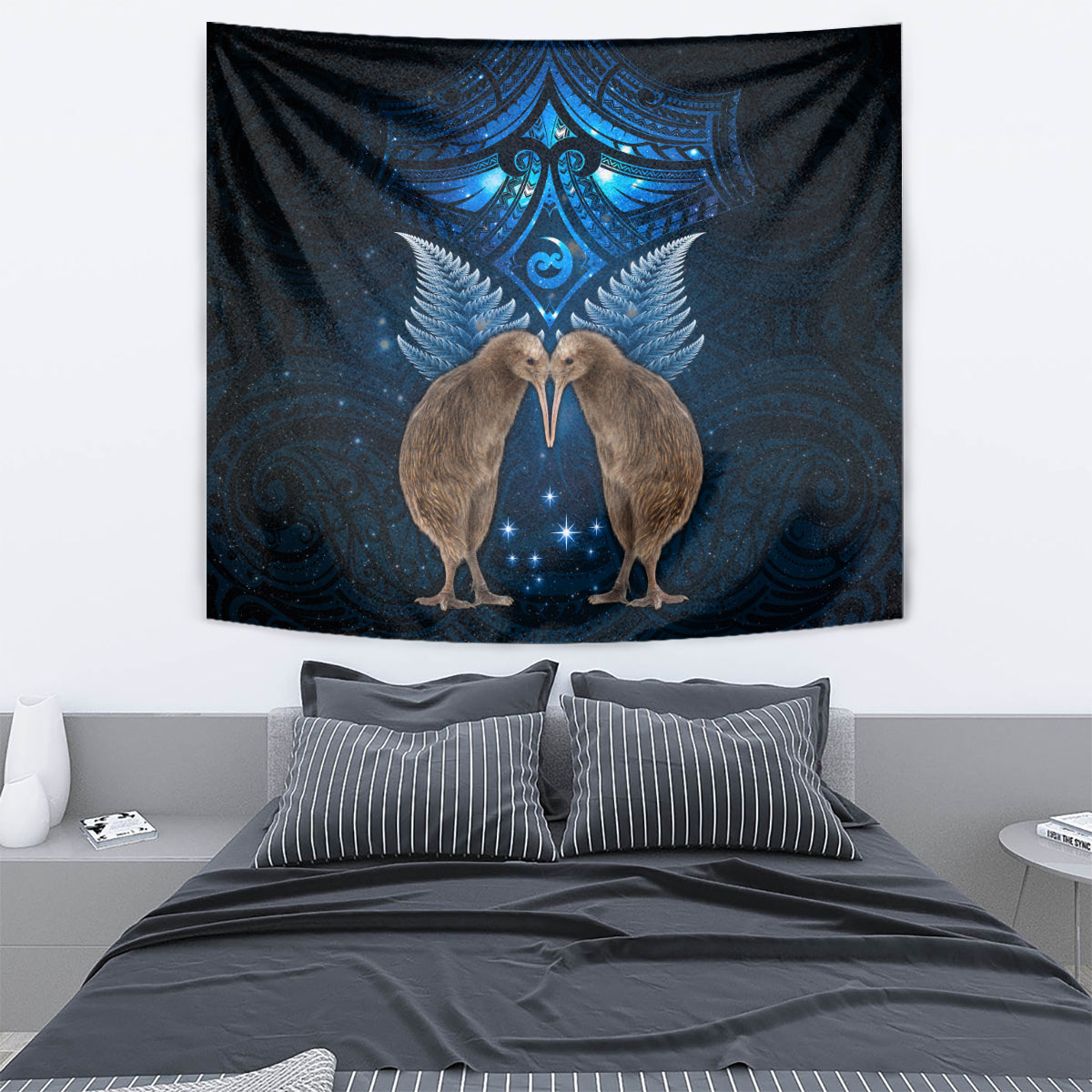 New Zealand Maori Matariki Tapestry Hongi Kiwi Bird and Silver Fern LT03 - Polynesian Pride