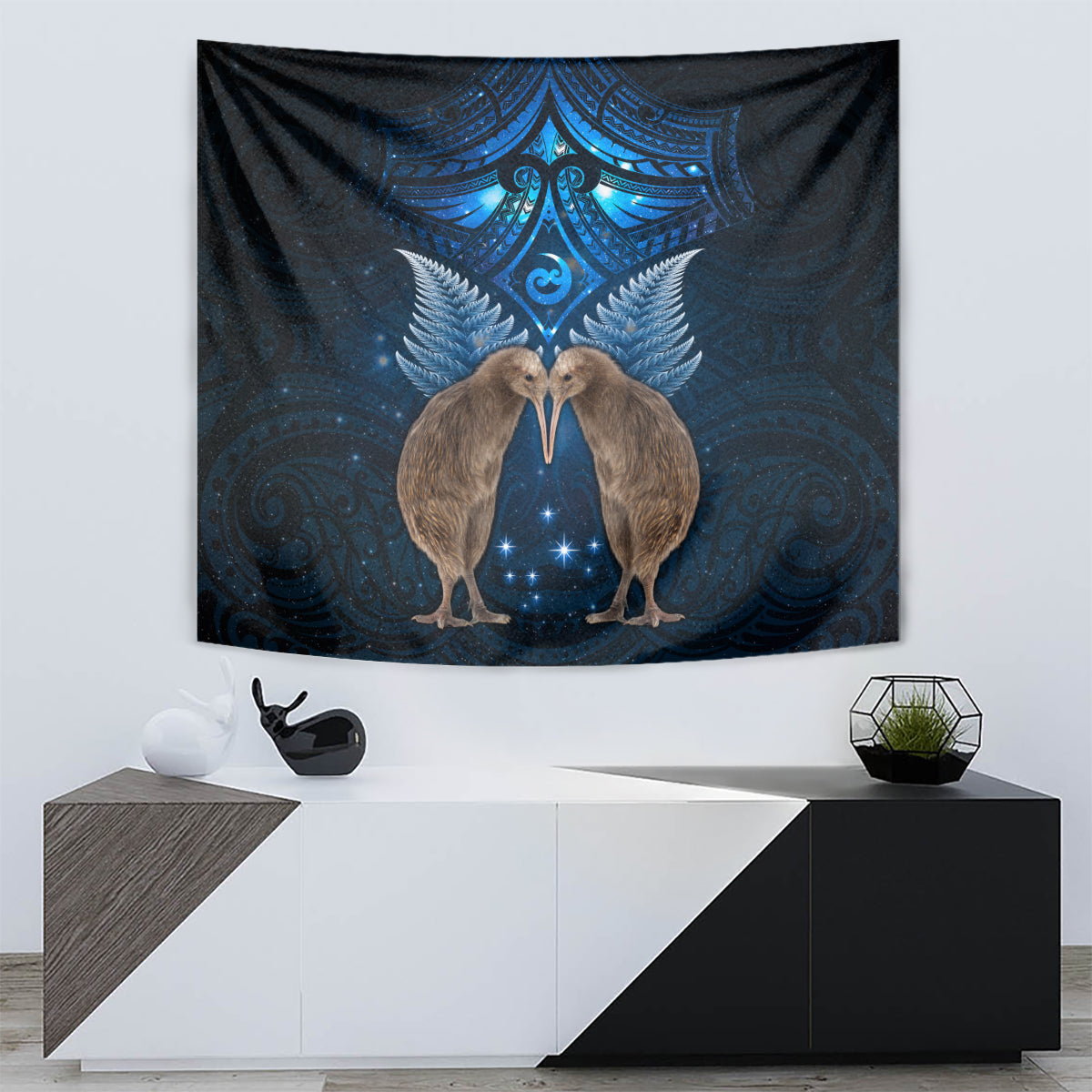 New Zealand Maori Matariki Tapestry Hongi Kiwi Bird and Silver Fern LT03 - Polynesian Pride