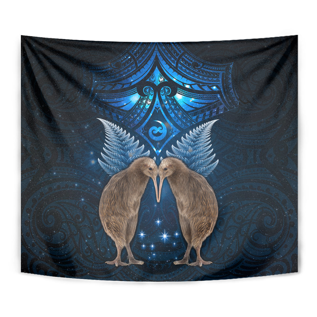 New Zealand Maori Matariki Tapestry Hongi Kiwi Bird and Silver Fern LT03 - Polynesian Pride