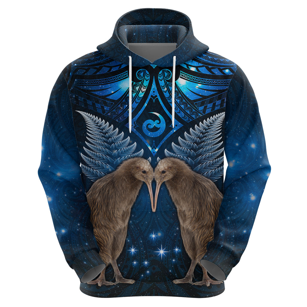 New Zealand Maori Matariki Zip Hoodie Hongi Kiwi Bird and Silver Fern LT03 - Polynesian Pride