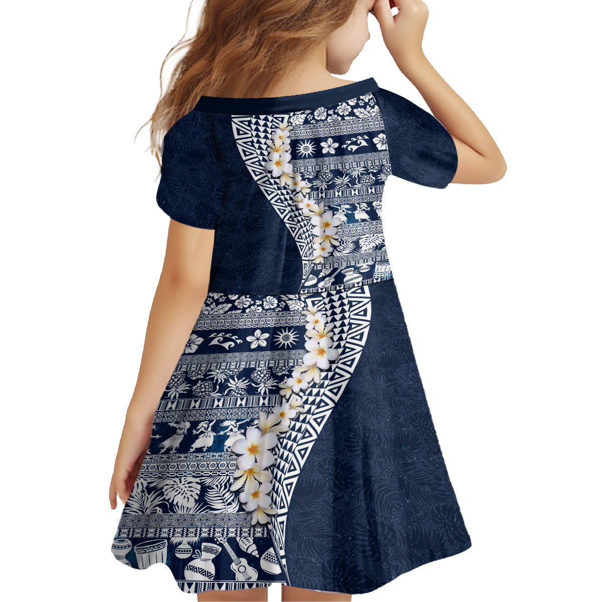 Hawaii Plumeria Tribal Vintage Family Matching Puletasi and Hawaiian Shirt Special Blue LT03 - Polynesian Pride