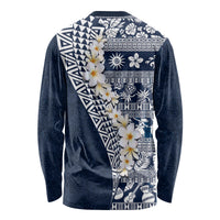 Hawaii Plumeria Tribal Vintage Long Sleeve Shirt Special Blue