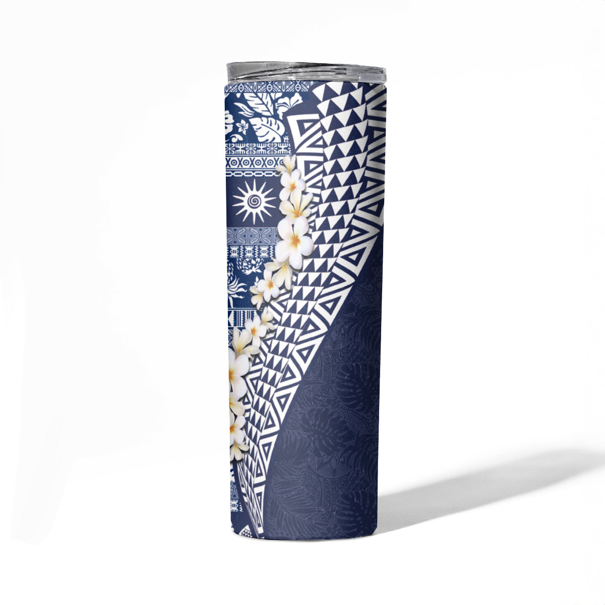 Hawaii Plumeria Tribal Vintage Skinny Tumbler Special Blue LT03 - Polynesian Pride