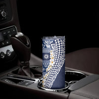 Hawaii Plumeria Tribal Vintage Skinny Tumbler Special Blue LT03 - Polynesian Pride