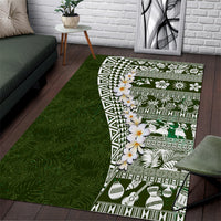Hawaii Plumeria Tribal Vintage Area Rug Special Green LT03 Green - Polynesian Pride