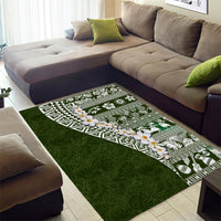 Hawaii Plumeria Tribal Vintage Area Rug Special Green LT03 - Polynesian Pride