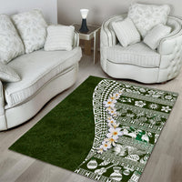 Hawaii Plumeria Tribal Vintage Area Rug Special Green LT03 - Polynesian Pride