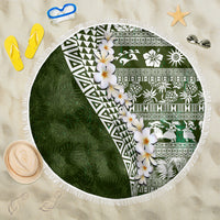 Hawaii Plumeria Tribal Vintage Beach Blanket Special Green