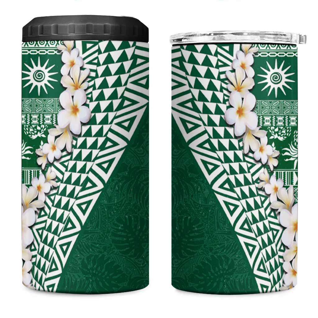 Hawaii Plumeria Tribal Vintage 4 in 1 Can Cooler Tumbler Special Green LT03 One Size: 16 oz Green - Polynesian Pride