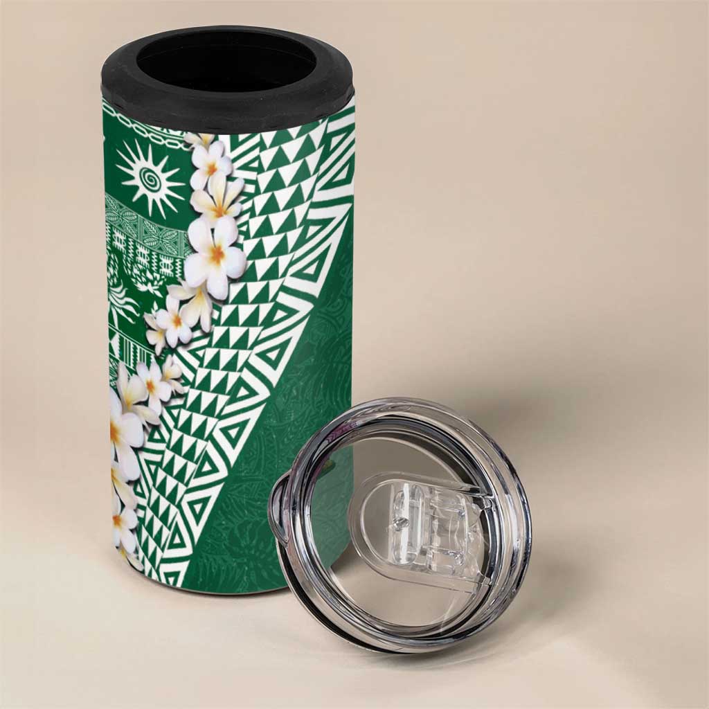 Hawaii Plumeria Tribal Vintage 4 in 1 Can Cooler Tumbler Special Green LT03 - Polynesian Pride