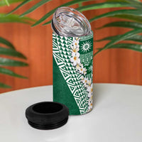 Hawaii Plumeria Tribal Vintage 4 in 1 Can Cooler Tumbler Special Green LT03 - Polynesian Pride