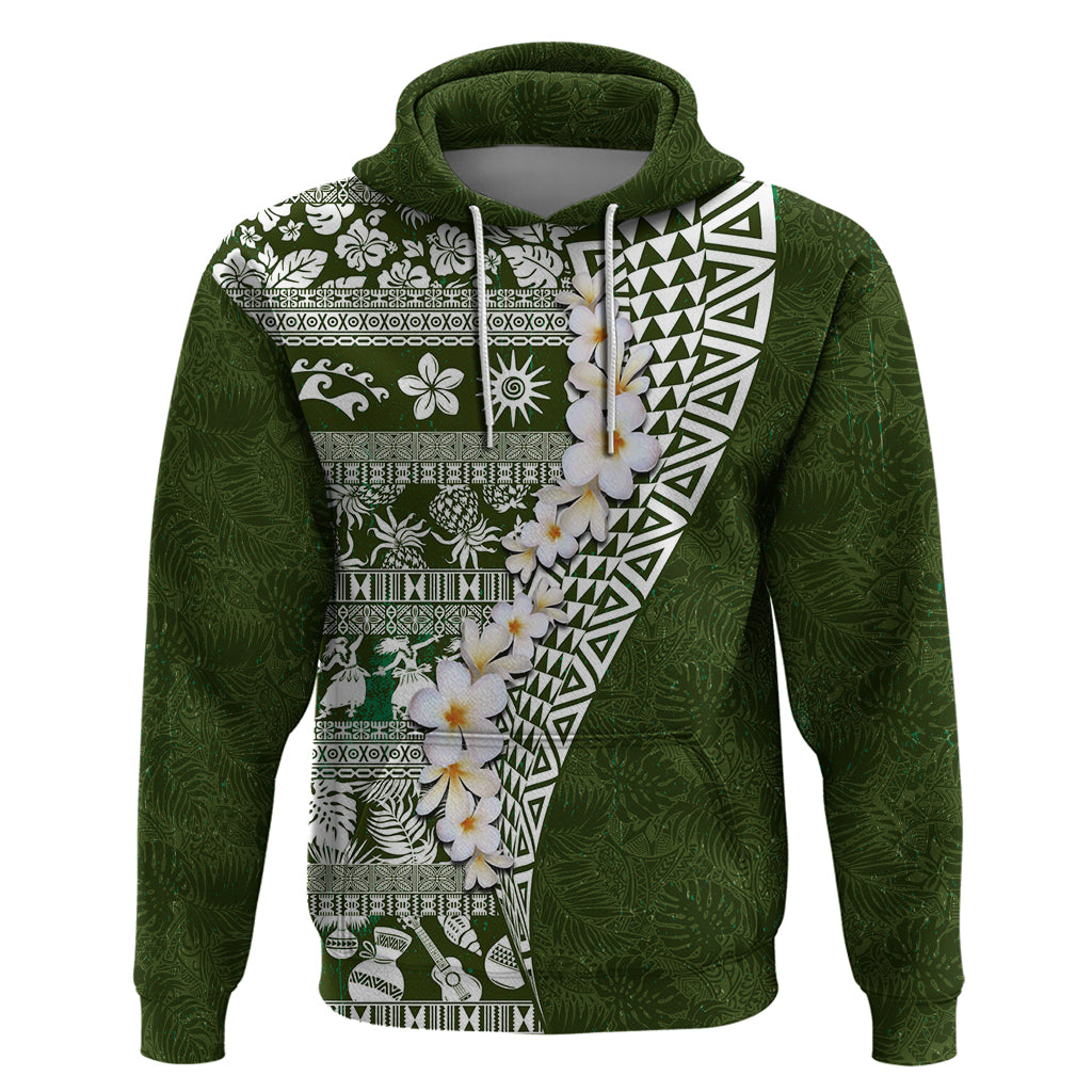 Hawaii Plumeria Tribal Vintage Hoodie Special Green LT03 Pullover Hoodie Green - Polynesian Pride