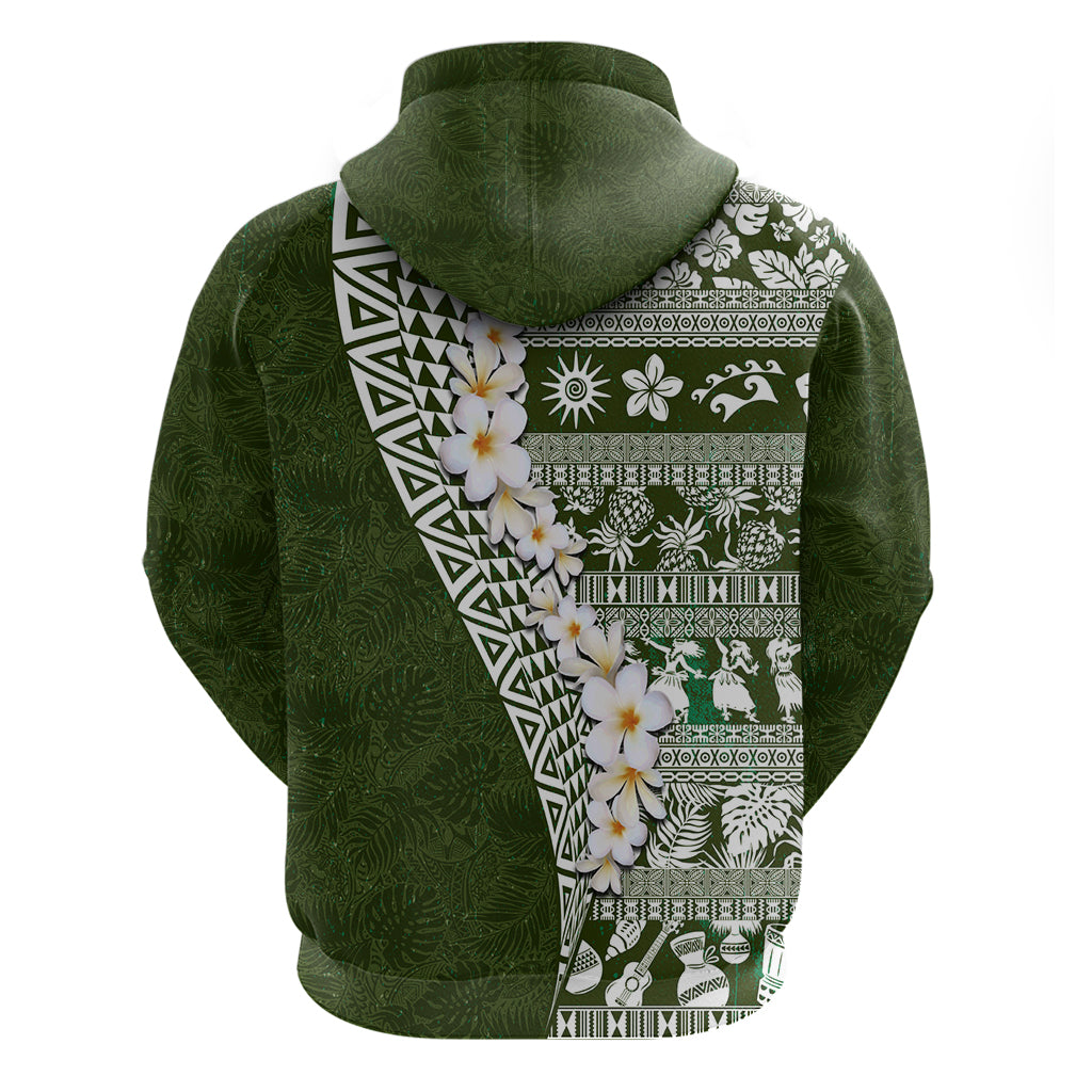 Hawaii Plumeria Tribal Vintage Hoodie Special Green LT03 - Polynesian Pride