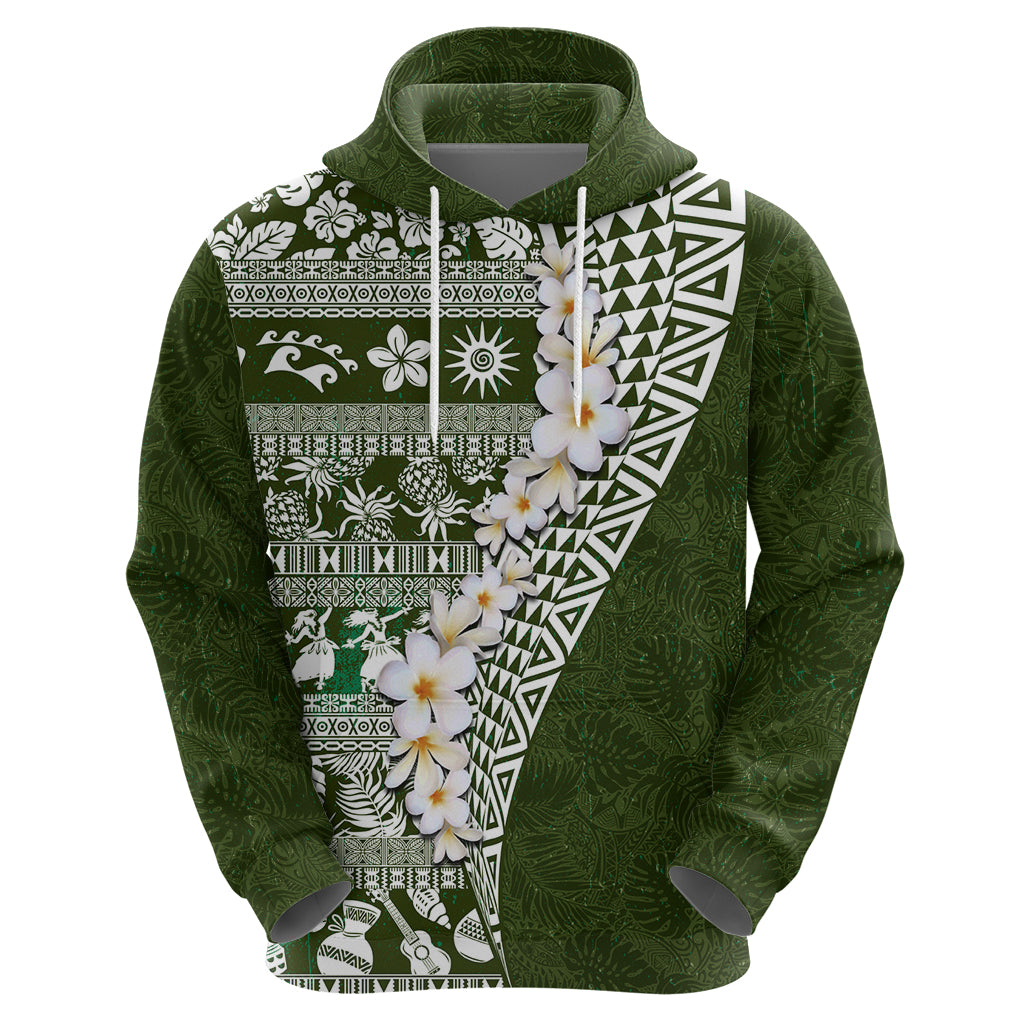 Hawaii Plumeria Tribal Vintage Hoodie Special Green LT03 - Polynesian Pride