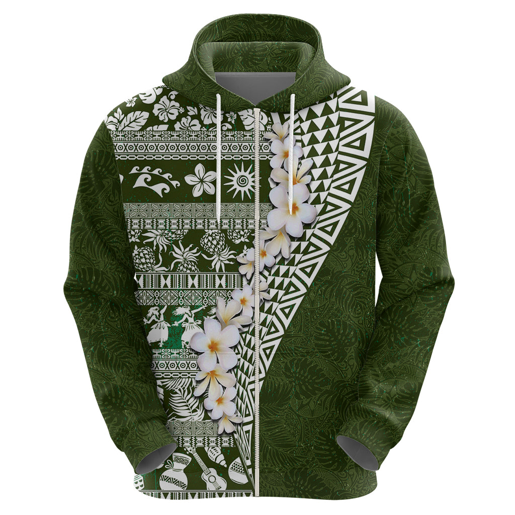 Hawaii Plumeria Tribal Vintage Hoodie Special Green LT03 - Polynesian Pride