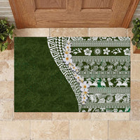 Hawaii Plumeria Tribal Vintage Rubber Doormat Special Green LT03 - Polynesian Pride