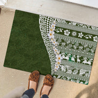 Hawaii Plumeria Tribal Vintage Rubber Doormat Special Green LT03 - Polynesian Pride