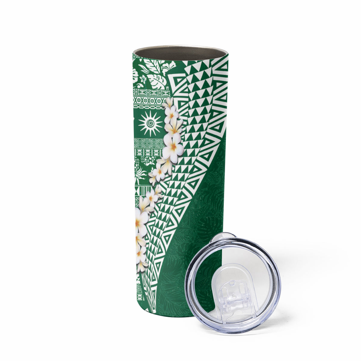 Hawaii Plumeria Tribal Vintage Skinny Tumbler Special Green LT03 - Polynesian Pride