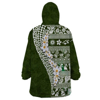 Hawaii Plumeria Tribal Vintage Wearable Blanket Hoodie Special Green LT03 - Polynesian Pride