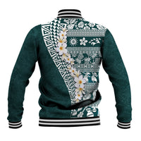 Hawaii Plumeria Tribal Vintage Baseball Jacket Special Turquoise
