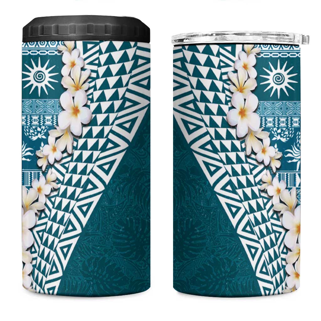 Hawaii Plumeria Tribal Vintage 4 in 1 Can Cooler Tumbler Special Turquoise LT03 One Size: 16 oz Turquoise - Polynesian Pride
