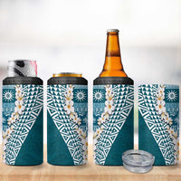 Hawaii Plumeria Tribal Vintage 4 in 1 Can Cooler Tumbler Special Turquoise LT03 - Polynesian Pride