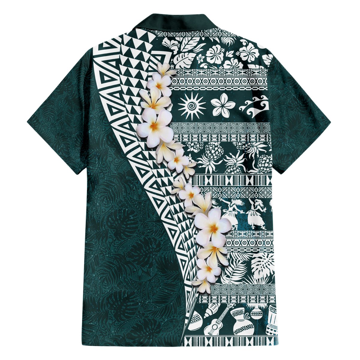 Hawaii Plumeria Tribal Vintage Hawaiian Shirt Special Turquoise